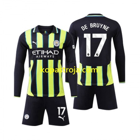 Billiga Fotbollströjor Manchester City Kevin De Bruyne 17 Barn Borta tröja 2024/25 Långärmad